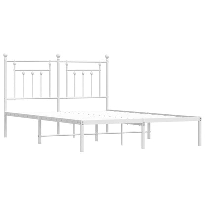 vidaXL Metal Bed Frame without Mattress with Headboard White 140x190cm 3