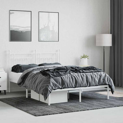 vidaXL Metal Bed Frame without Mattress with Headboard White 140x190cm 4