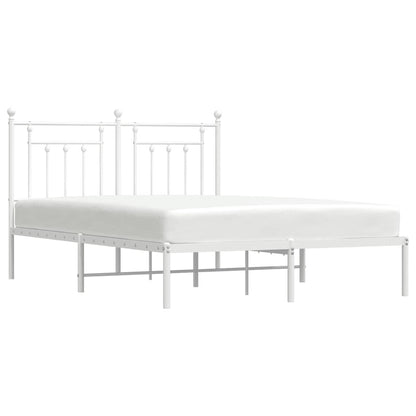 vidaXL Metal Bed Frame without Mattress with Headboard White 140x190cm 5