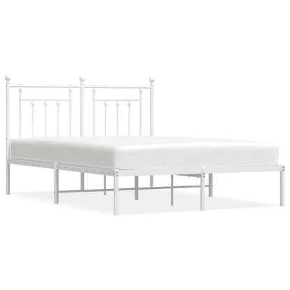 vidaXL Metal Bed Frame without Mattress with Headboard White 140x200cm 2