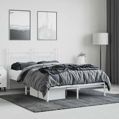 vidaXL Metal Bed Frame without Mattress with Headboard White 140x200cm 4