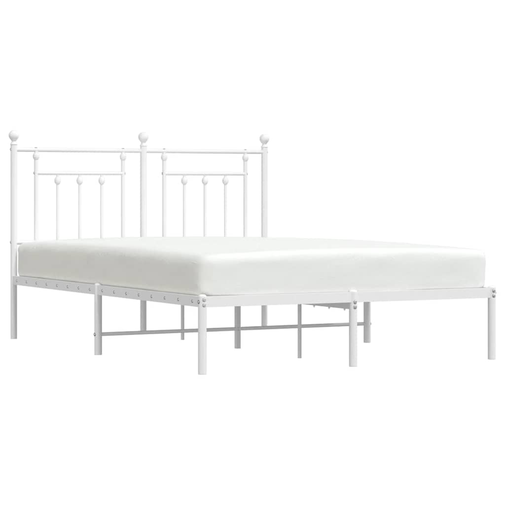 vidaXL Metal Bed Frame without Mattress with Headboard White 140x200cm 5