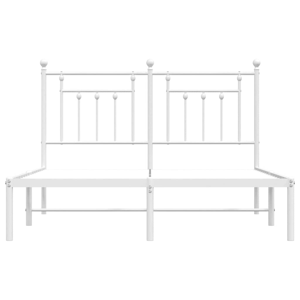 vidaXL Metal Bed Frame without Mattress with Headboard White 140x200cm 6