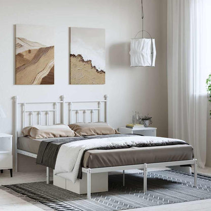 vidaXL Metal Bed Frame without Mattress With headboard White