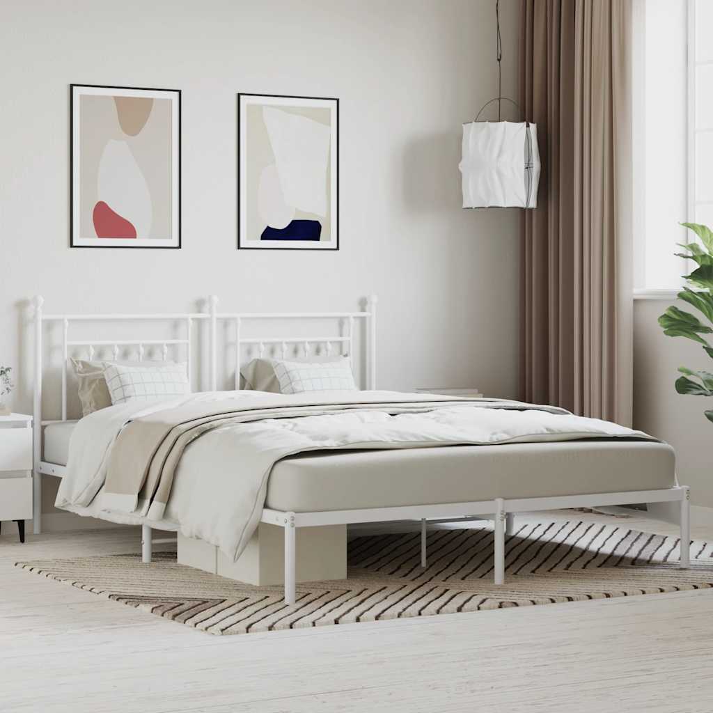 vidaXL Metal Bed Frame without Mattress With headboard White
