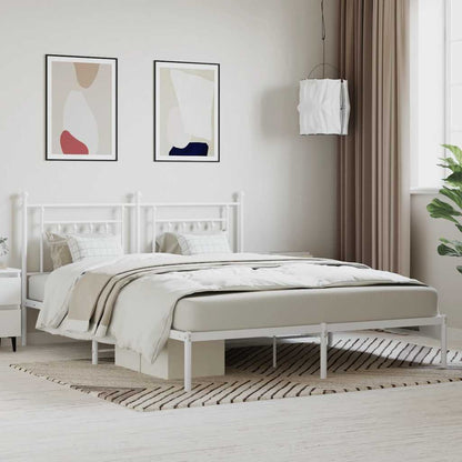vidaXL Metal Bed Frame without Mattress With headboard White