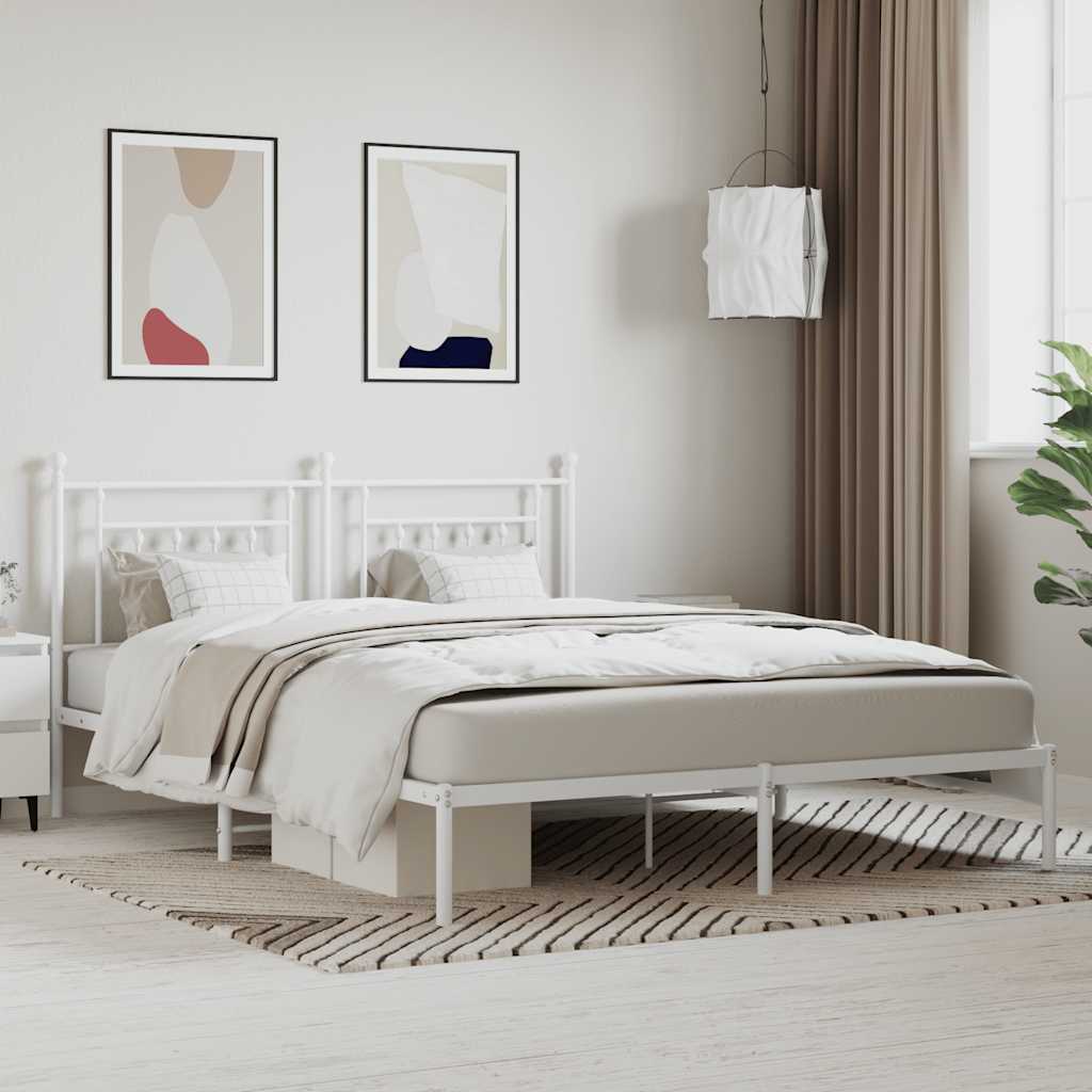 vidaXL Metal Bed Frame without Mattress With headboard White