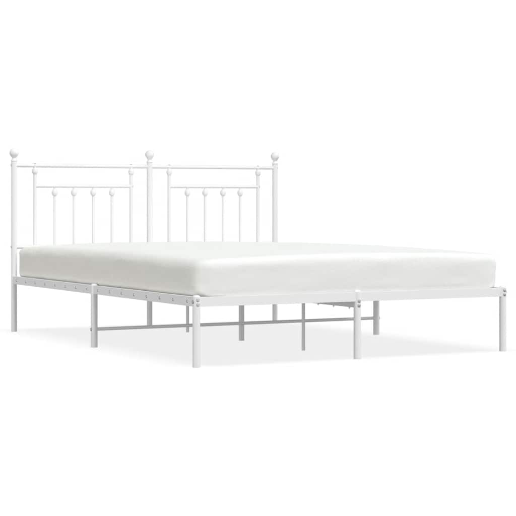 vidaXL Metal Bed Frame without Mattress with Headboard White 183x213cm 2