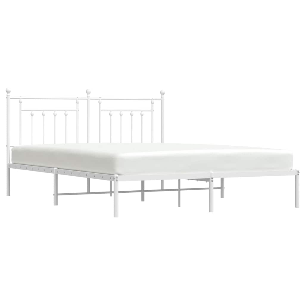vidaXL Metal Bed Frame without Mattress with Headboard White 183x213cm 5