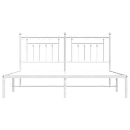 vidaXL Metal Bed Frame without Mattress with Headboard White 183x213cm 6