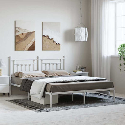 vidaXL Metal Bed Frame without Mattress with Headboard White 183x213cm 1