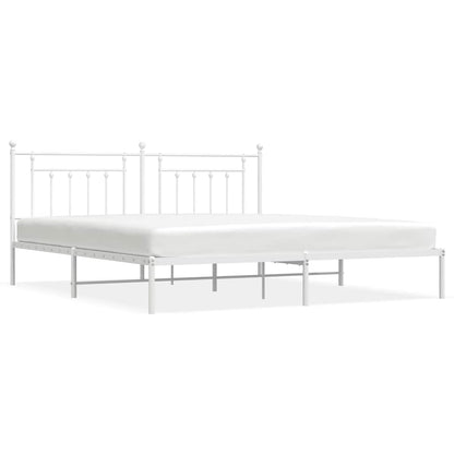 vidaXL Metal Bed Frame without Mattress with Headboard White 193x203cm 2