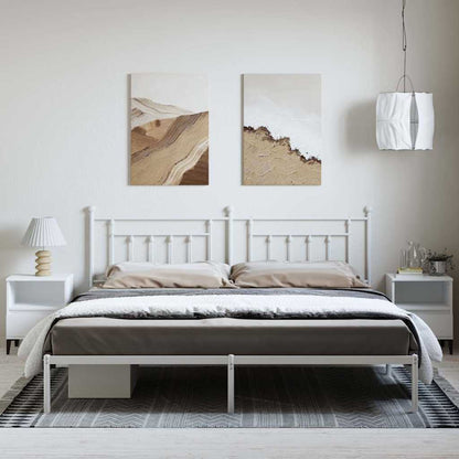 Metal Bed Frame without Mattress With headboard White 193 cm 203 cm