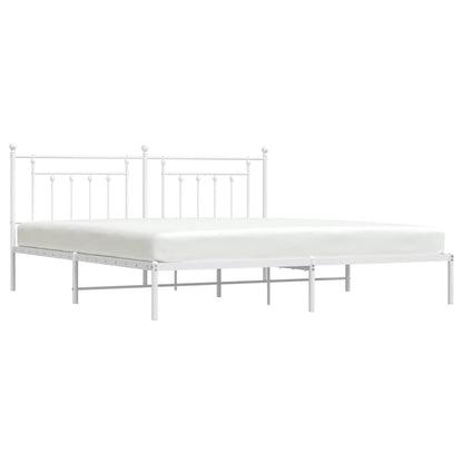 vidaXL Metal Bed Frame without Mattress with Headboard White 193x203cm 5