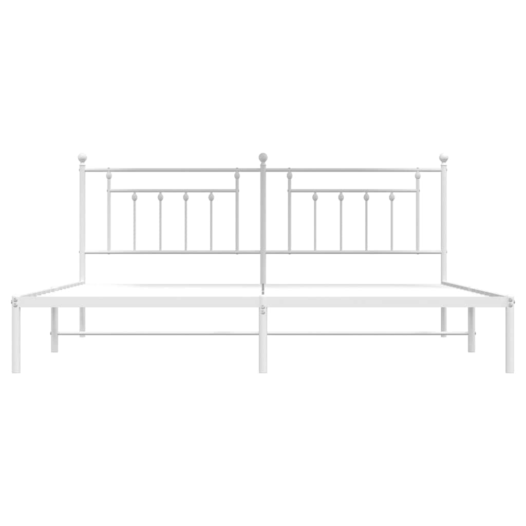 vidaXL Metal Bed Frame without Mattress with Headboard White 193x203cm 6