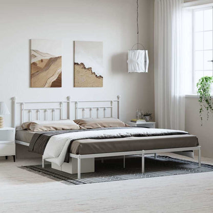vidaXL Metal Bed Frame without Mattress with Headboard White 193x203cm 1