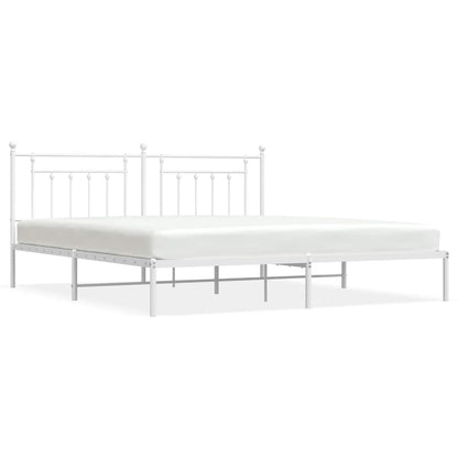 Metal Bed Frame without Mattress With headboard White 200 cm 200 cm