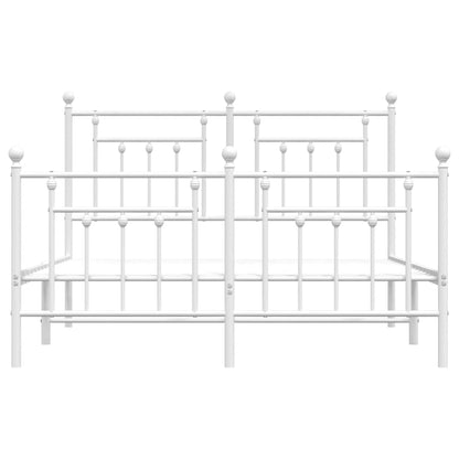 Metal Bed Frame without Mattress with Footboard with Headboard & Footboard White 140 cm 190 cm