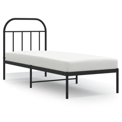 vidaXL Metal Bed Frame without Mattress with Headboard Black 75x190cm 2