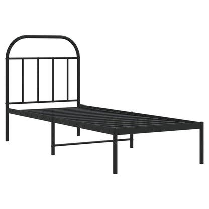 vidaXL Metal Bed Frame without Mattress with Headboard Black 75x190cm 3