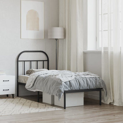 vidaXL Metal Bed Frame without Mattress with Headboard Black 75x190cm 4