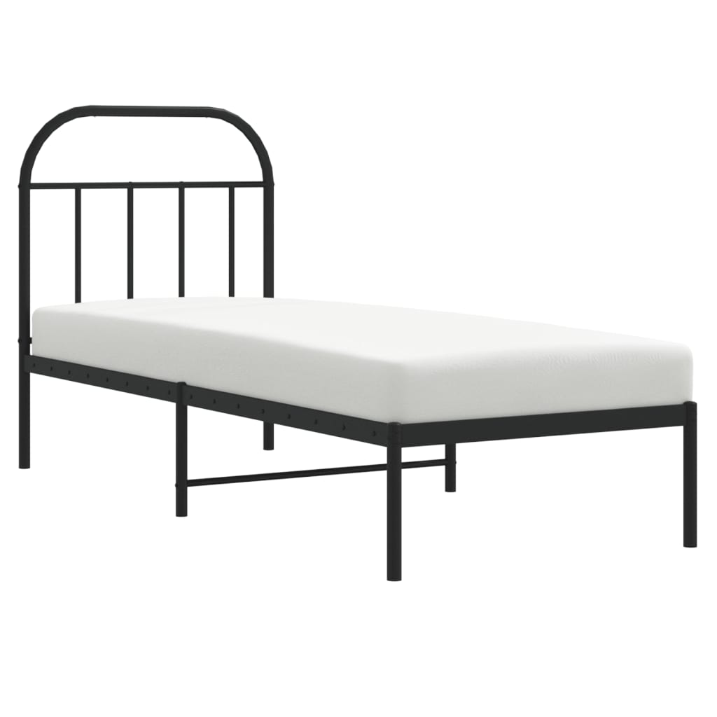 vidaXL Metal Bed Frame without Mattress with Headboard Black 75x190cm 5