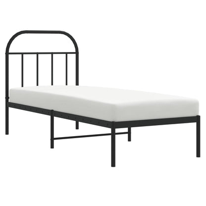 vidaXL Metal Bed Frame without Mattress with Headboard Black 75x190cm 5