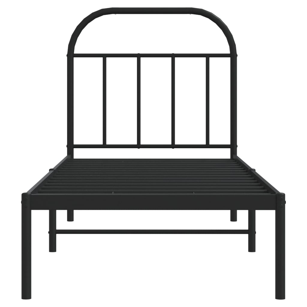 vidaXL Metal Bed Frame without Mattress with Headboard Black 75x190cm 6