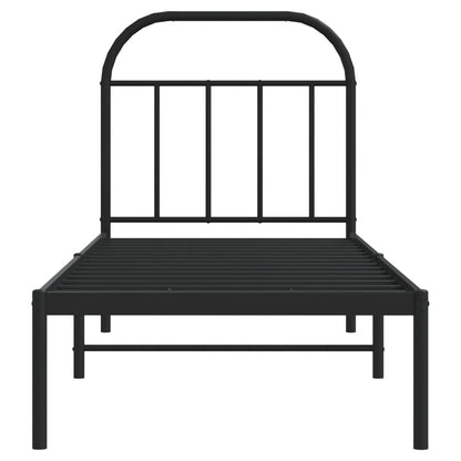 vidaXL Metal Bed Frame without Mattress with Headboard Black 75x190cm 6