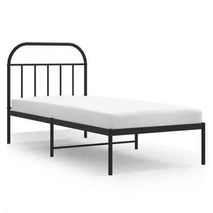 vidaXL Metal Bed Frame without Mattress with Headboard Black 90x190cm 2