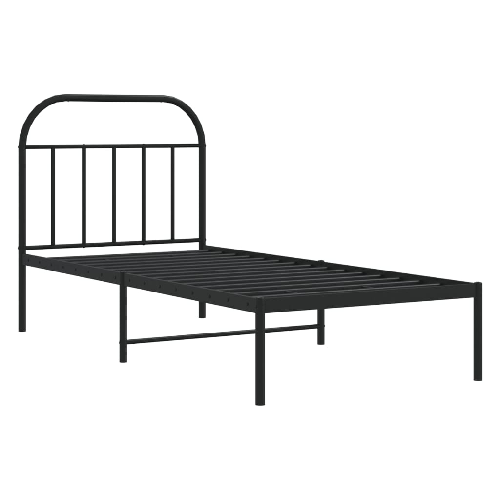 vidaXL Metal Bed Frame without Mattress with Headboard Black 90x190cm 3
