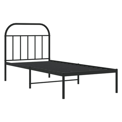vidaXL Metal Bed Frame without Mattress with Headboard Black 90x190cm 3