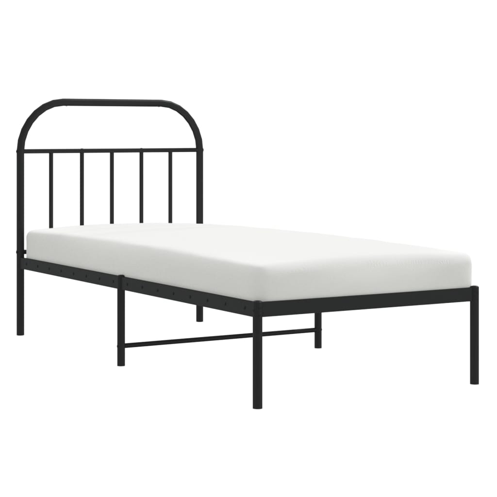 vidaXL Metal Bed Frame without Mattress with Headboard Black 90x190cm 5