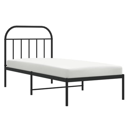 vidaXL Metal Bed Frame without Mattress with Headboard Black 90x190cm 5