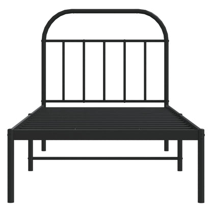 vidaXL Metal Bed Frame without Mattress with Headboard Black 90x190cm 6