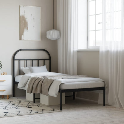 vidaXL Metal Bed Frame without Mattress with Headboard Black 90x190cm 1