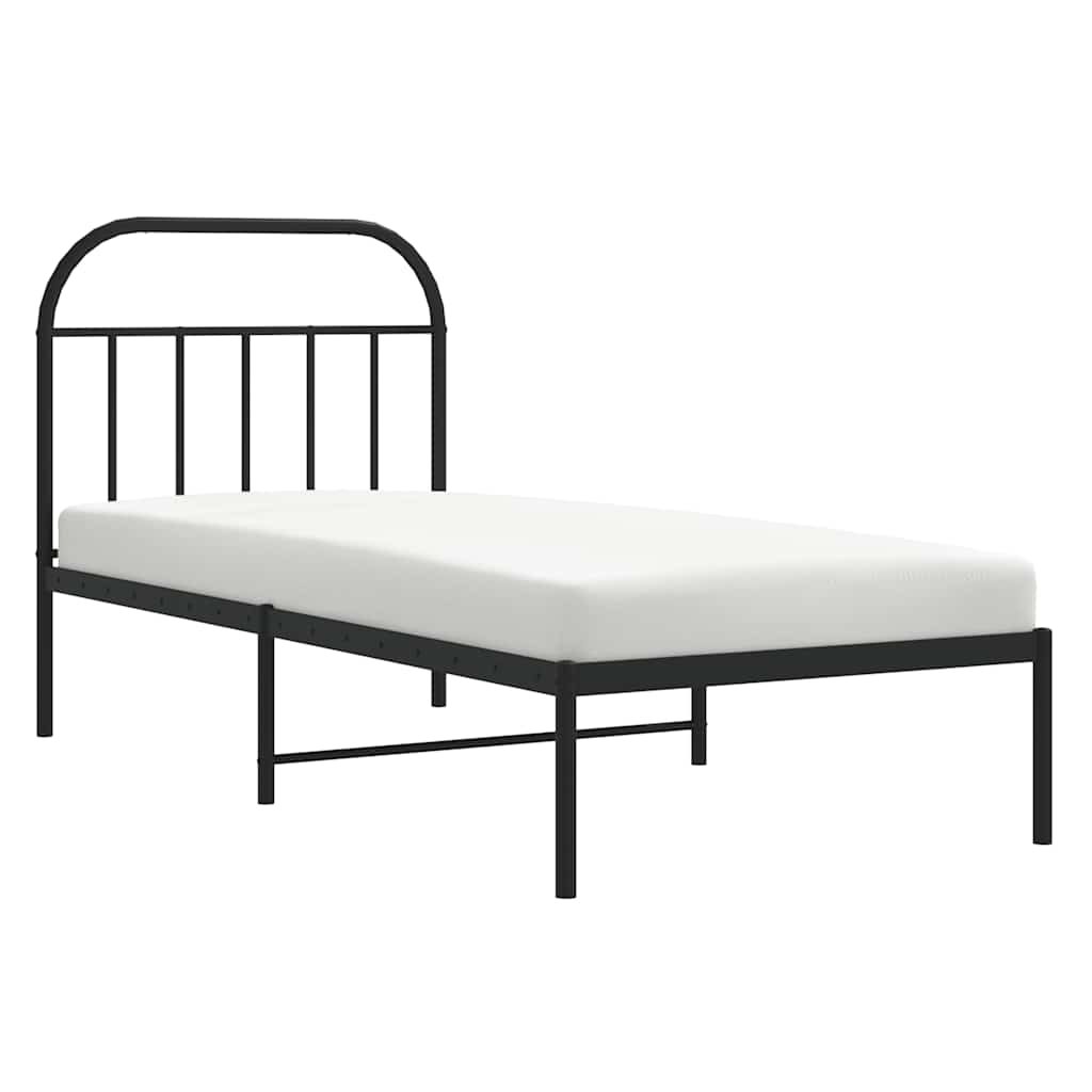 vidaXL Metal Bed Frame without Mattress with Headboard Black 90x200cm 5