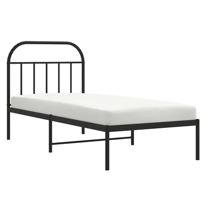 vidaXL Metal Bed Frame without Mattress with Headboard Black 90x200cm 5