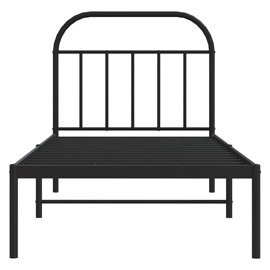 vidaXL Metal Bed Frame without Mattress with Headboard Black 90x200cm 6