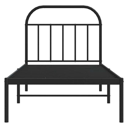 vidaXL Metal Bed Frame without Mattress with Headboard Black 90x200cm 6