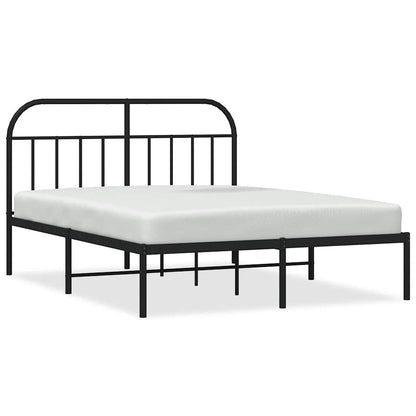 vidaXL Metal Bed Frame without Mattress with Headboard Black 140x190cm 2