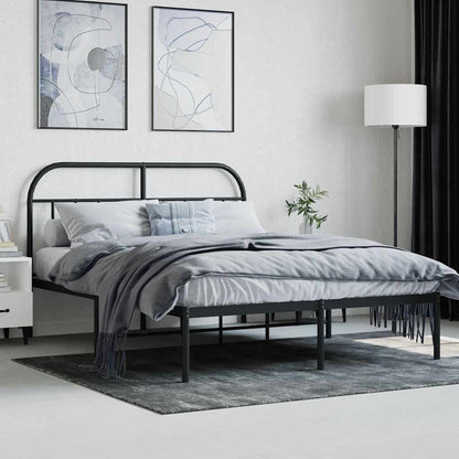vidaXL Metal Bed Frame without Mattress with Headboard Black 140x190cm 4