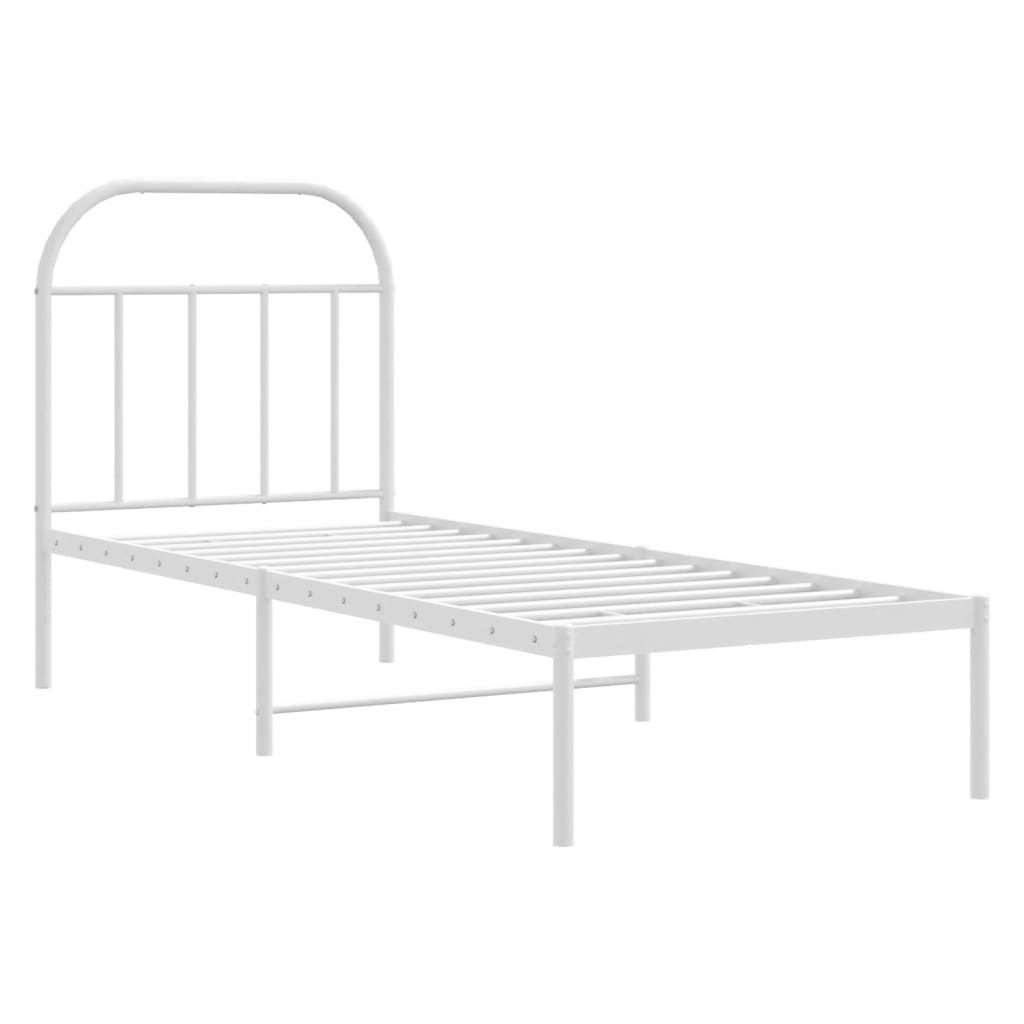 vidaXL Metal Bed Frame without Mattress with Headboard White 75x190cm 3