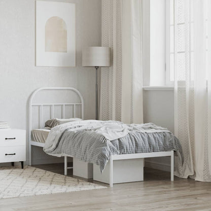 vidaXL Metal Bed Frame without Mattress with Headboard White 75x190cm 4