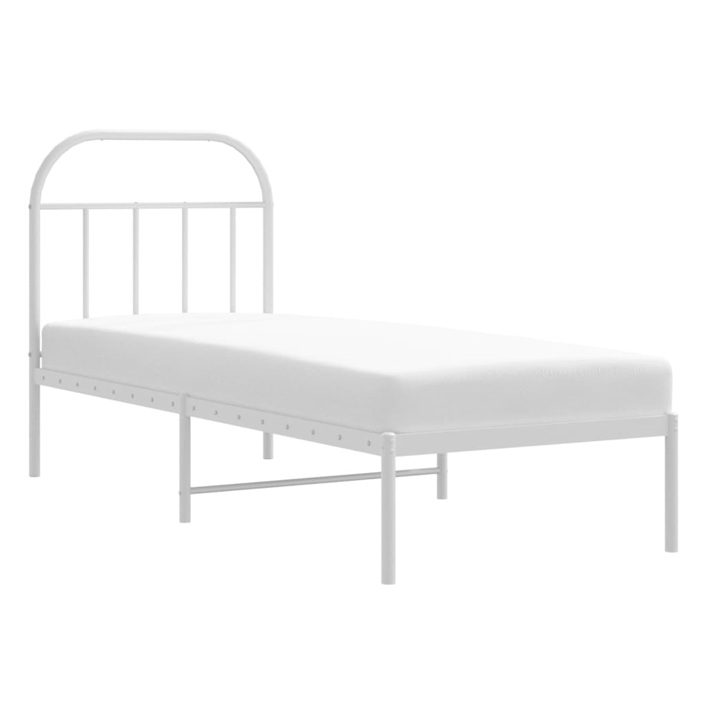 vidaXL Metal Bed Frame without Mattress with Headboard White 75x190cm 5