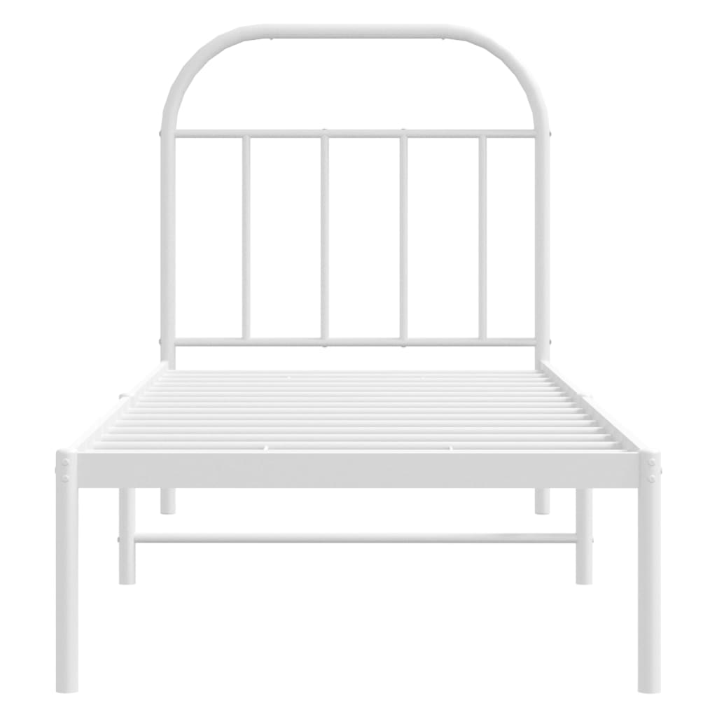 vidaXL Metal Bed Frame without Mattress with Headboard White 75x190cm 6
