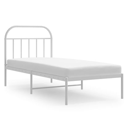 vidaXL Metal Bed Frame without Mattress with Headboard White 90x190cm 2