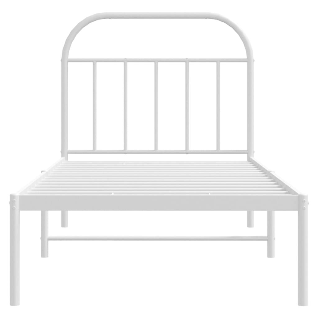 vidaXL Metal Bed Frame without Mattress with Headboard White 90x190cm 6