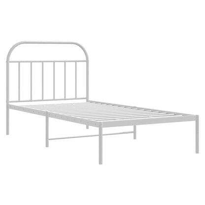 vidaXL Metal Bed Frame without Mattress with Headboard White 100x200cm 3