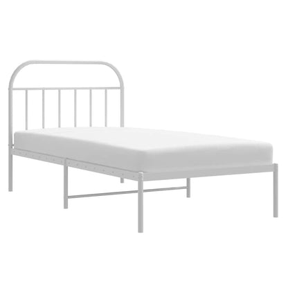 vidaXL Metal Bed Frame without Mattress with Headboard White 100x200cm 5